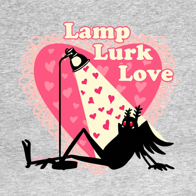 Lamp Lurk Love Mothman Cryptid Valentine by Manfish Inc.